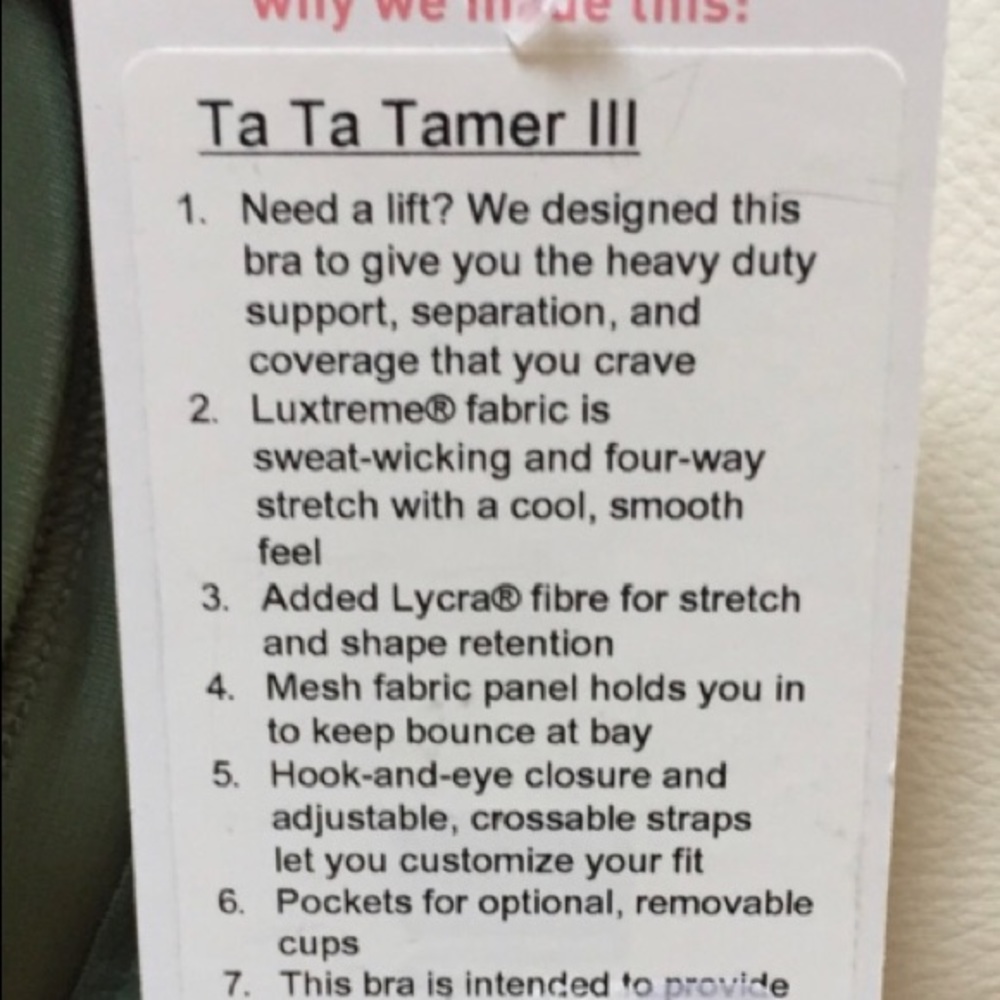 NWT BARG LULULEMON TA TA TAMER III GREEN 34 DD - Picture 3 of 6